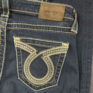 76.  Big Star Dark Blue Skinny with embroidered pockets Jeans size 27